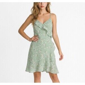 ROMWE Wrap Dress  Green Floral Size US 14 Summer Dress